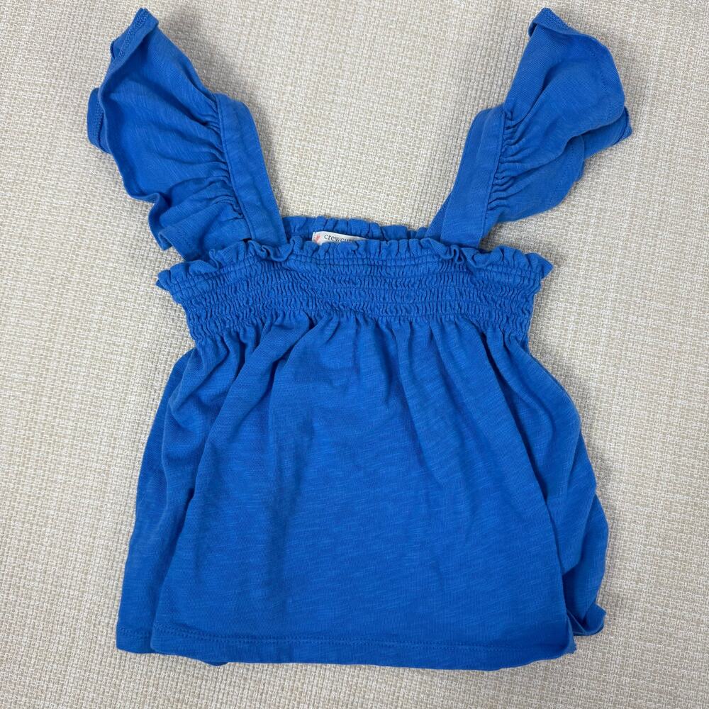Crewcuts J.Crew Girls Blue Smocked Ruffled Sleeveless Top M 8-9